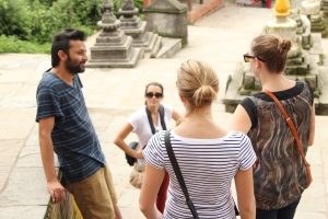 VCD Nepal Founder Bikram Paudel takes volunteers sightseeing in Kathmandu before their placement